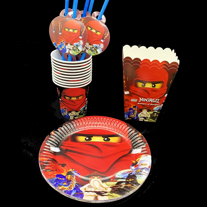 72 шт./лот новая посуда ниндзя тема одноразовые тарелки чашки соломинки Ниндзя Go