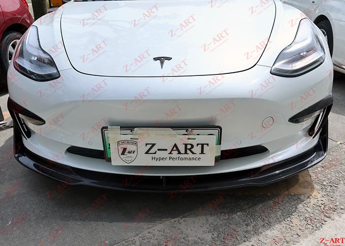 Z-ART для Tesla модель 3 углеродное волокно Передняя губная модель 3 в углеродное волокно передний подбородок для Tesla модель 3 углеродное волокно передний спойлер