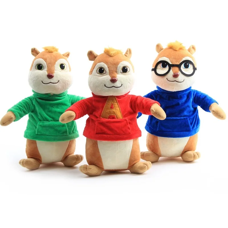 

3pcs/Lot Alvin And the Chipmunks Plush Toys Kawaii Fluffy Chipmunks Stuffed Animals 9" 22 CM Children Xmas Gift