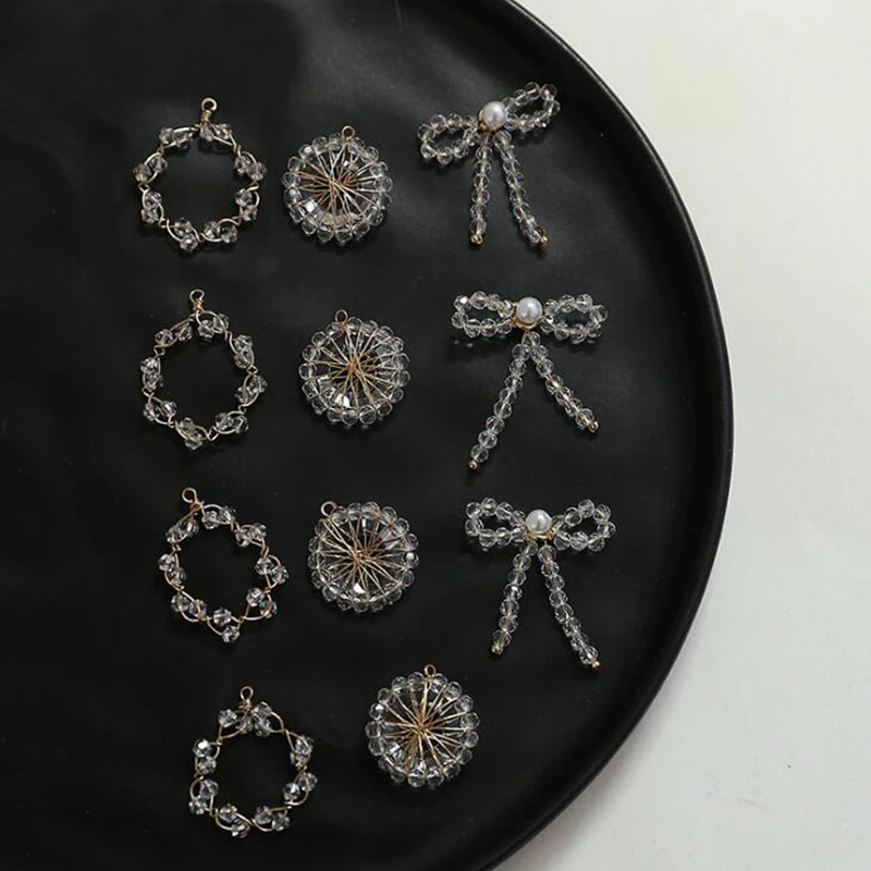 

10 шт./лот Хрустальные Бусины, плетеная упаковка, Золотое кольцо, бант, подвеска для «сделай сам», ювелирные аксессуары ручной работы