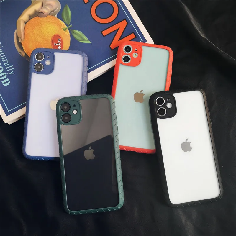 

Luxury Breathable Mesh Shockproof Soft Case For iPhone 11 Pro MAX 7 8 Plus Leather TPU Weaving Grid Silicone 12 XS X XR SE Cover