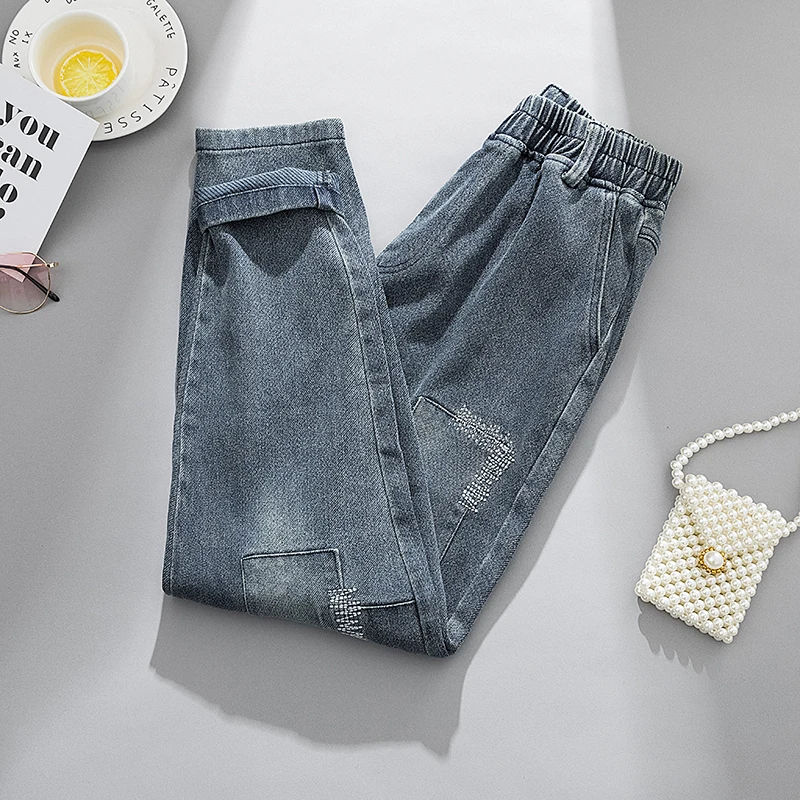

Embroidery Loose Haroun Female Mom Women'S Fashion High Waist Boyfriend Baggy Jeans Pants 2022 Clothing Autumn Winter D0444