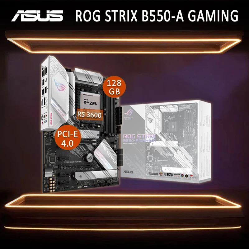 Разъем AM4 Asus ROG STRIX B550-A игровая материнская плата с AMD Ryzen 5 3600 Combo PCI-E 4 0 M.2 B550
