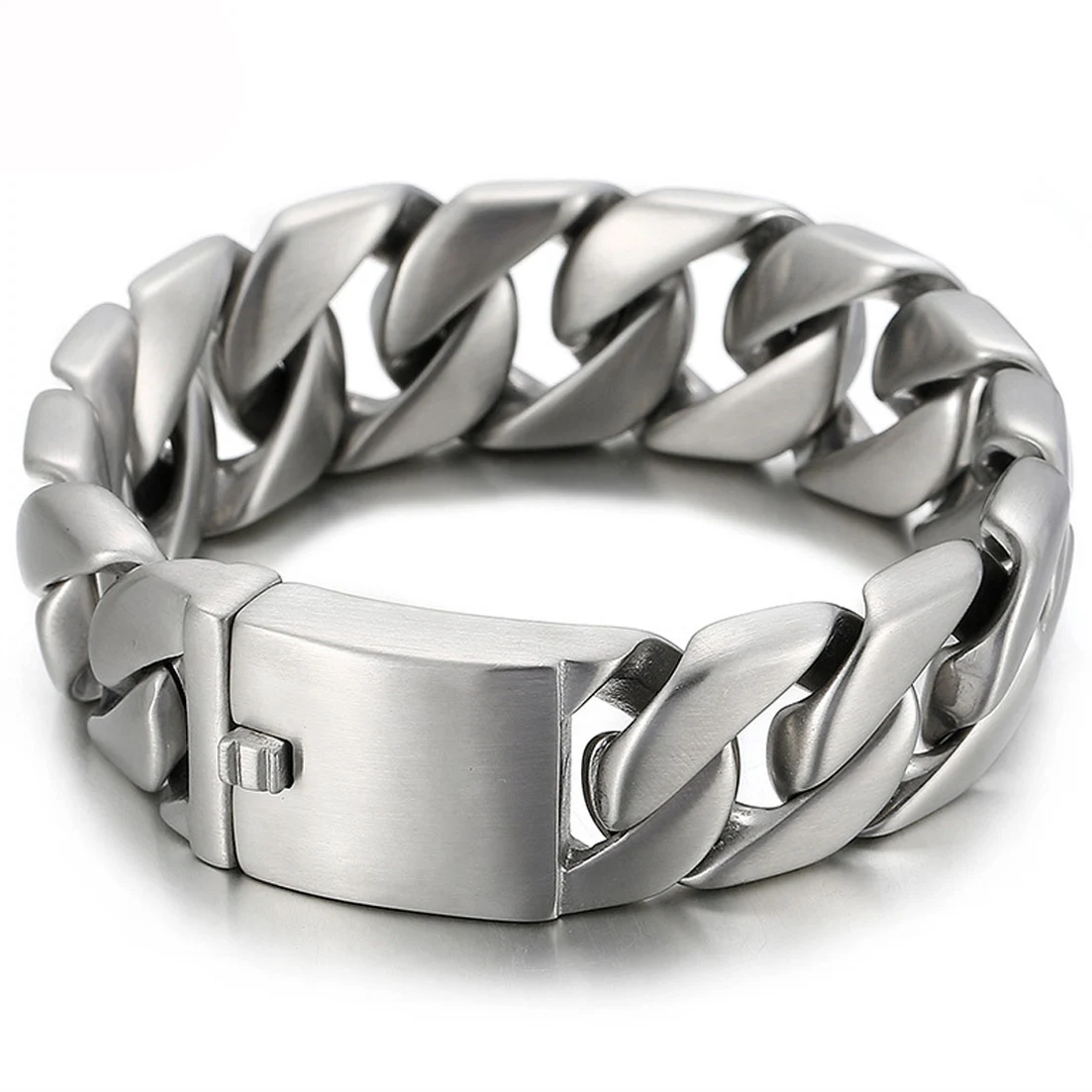 

Тяжелая крупная кубинская цепь 20 мм браслет ювелирные изделия из высококачественной нержавеющей стали матовый браслет мужские аксессуары