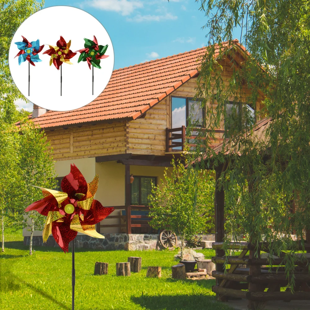 

3Pcs Rotating Windmill Ourdoor Decorative Windmill Garden Balcony Pinwheels