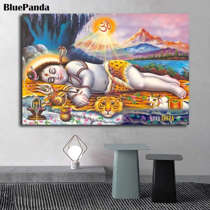 Шива портрет картина плакат Индия Религия маслом на холсте Печать стене гостиной