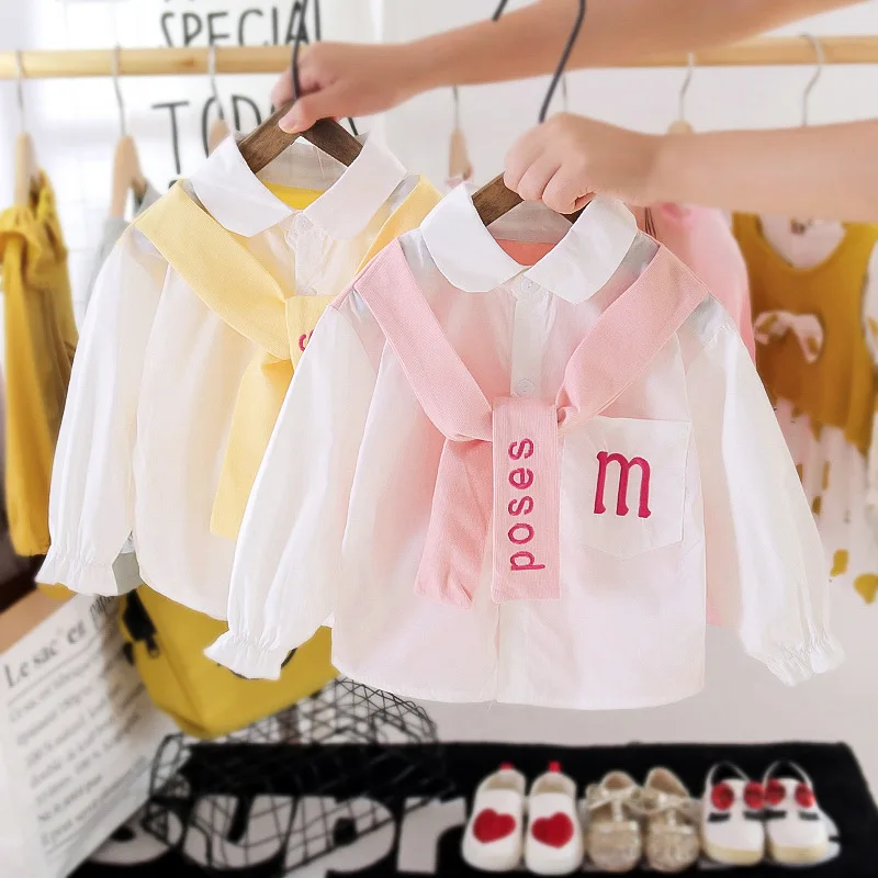 

Girls shirt spring and autumn new style 1--3 years old baby long-sleeved tops foreign style children's clothing trend