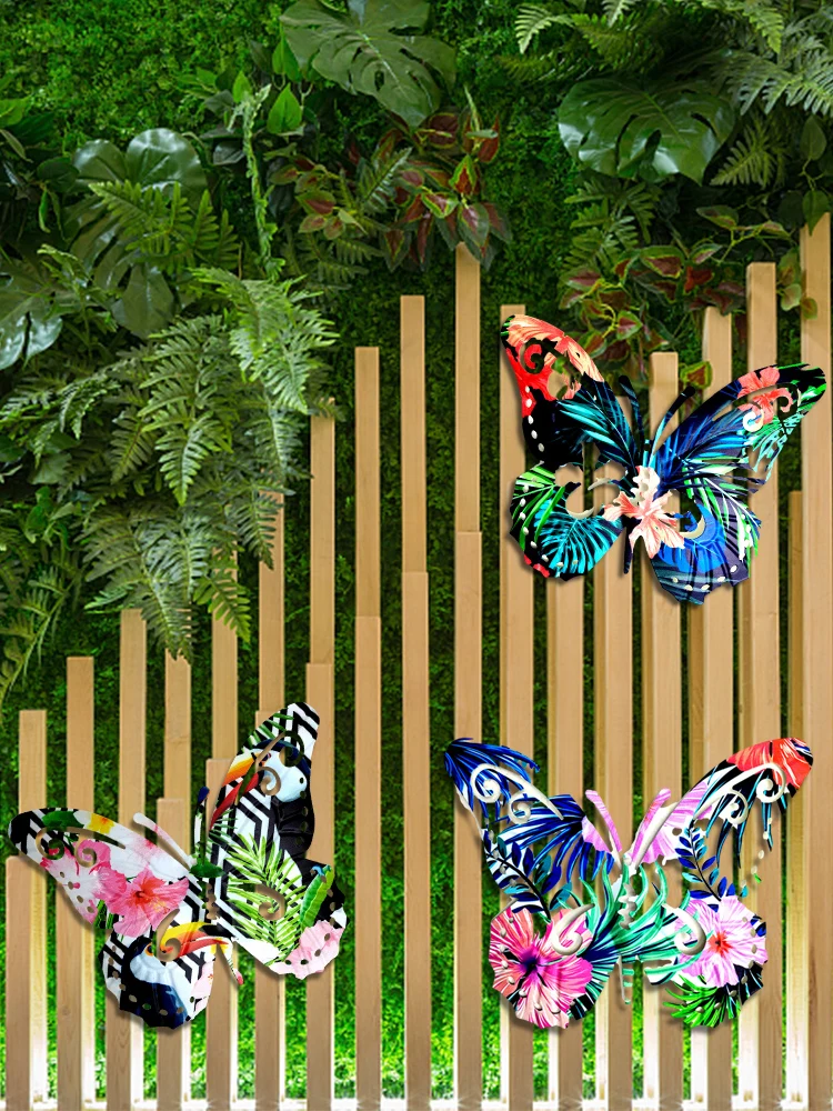 

1pcs Metal Butterfly Wall Decoration Hanging Sculpture Wall Artwork Garden Decoration Miniaturas Animal Outdoor Statues for Yard
