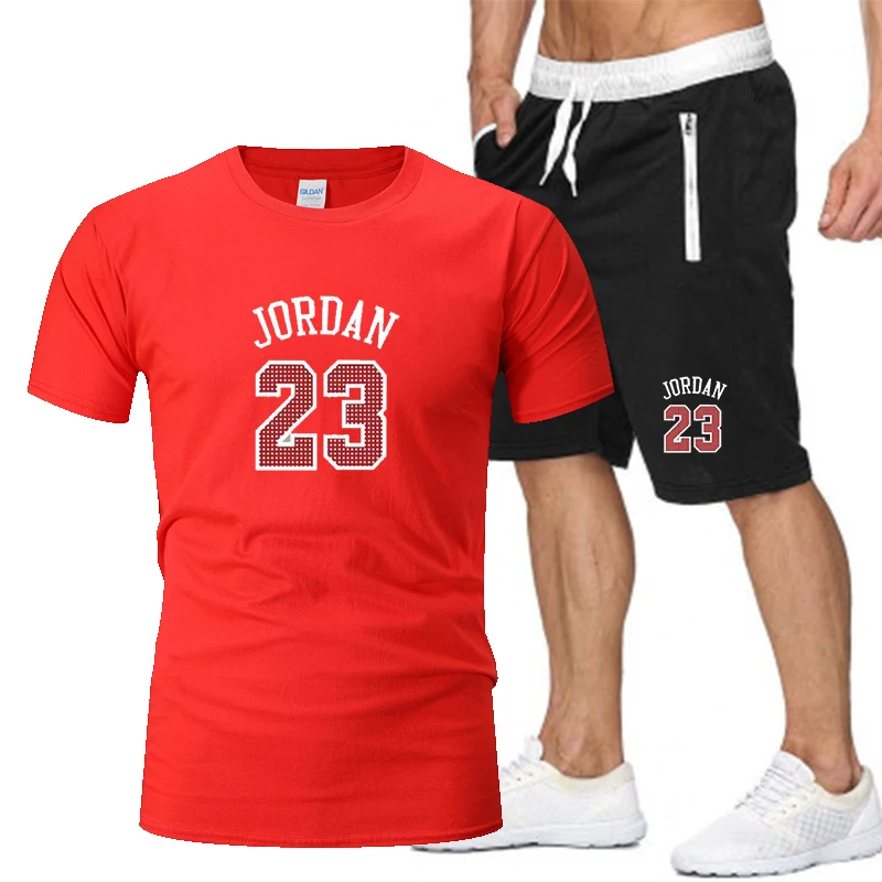 

Summer sports shorts short-sleeved two-piece men's casual T-shirt basketball sports fitness No. 23 Jordan printing short sleeve