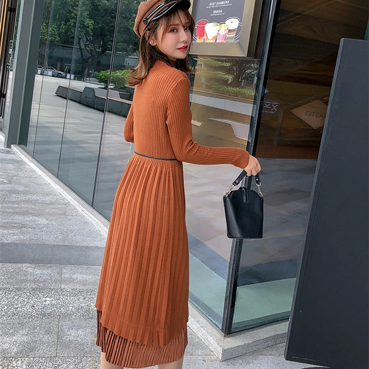 Модное платье-свитер женские свитера платья Стрейчевые трикотажные зимние