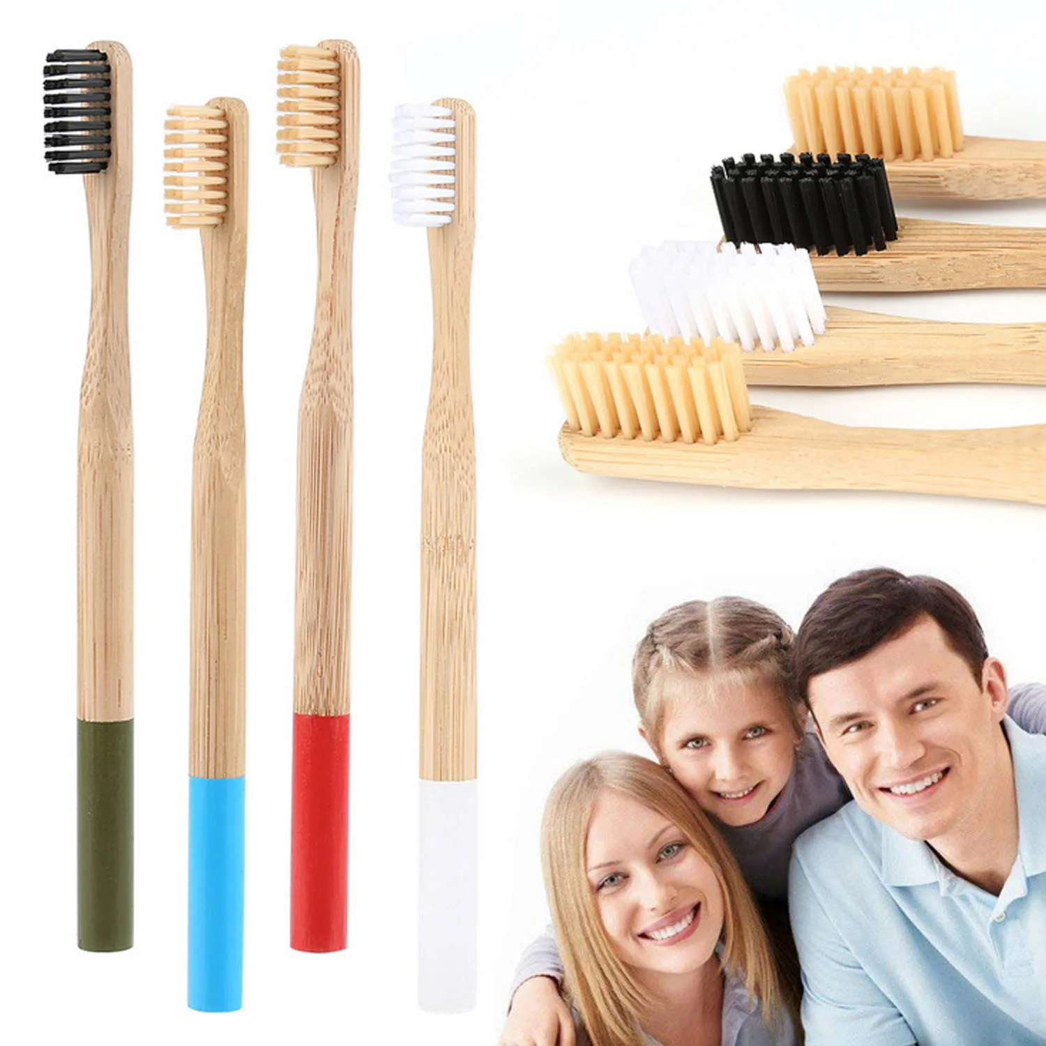 5 шт. Радуга зубная щетка из натурального бамбука Эко дружественных мягкой