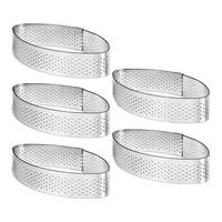 5 pack stainless steel tart ring heat resistant perforated cake mousse ring boat