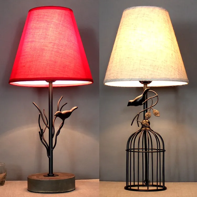 

Birds Iron Table Lamps Modern Pastoral Weddings Day Bedroom Bedroom Learning table Lamps MJ1102
