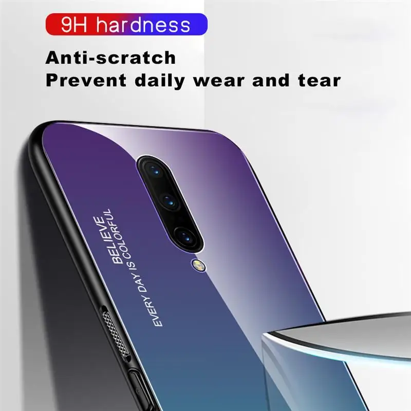 Стеклянный чехол с градиентными цветами для Oneplus 7T 7 Pro 6 6T противоударный защитный