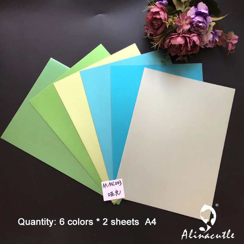 6 цветов x 2 листа картонная бумага карточка в наличии вечная Зеленая атласная A4 250