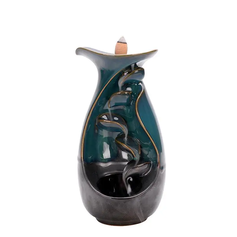 

Zen Backflow Incense Burner Smoke Waterfall Incense Burner Holder Ceramic Censer Mountain River Handicraft Incense Holder