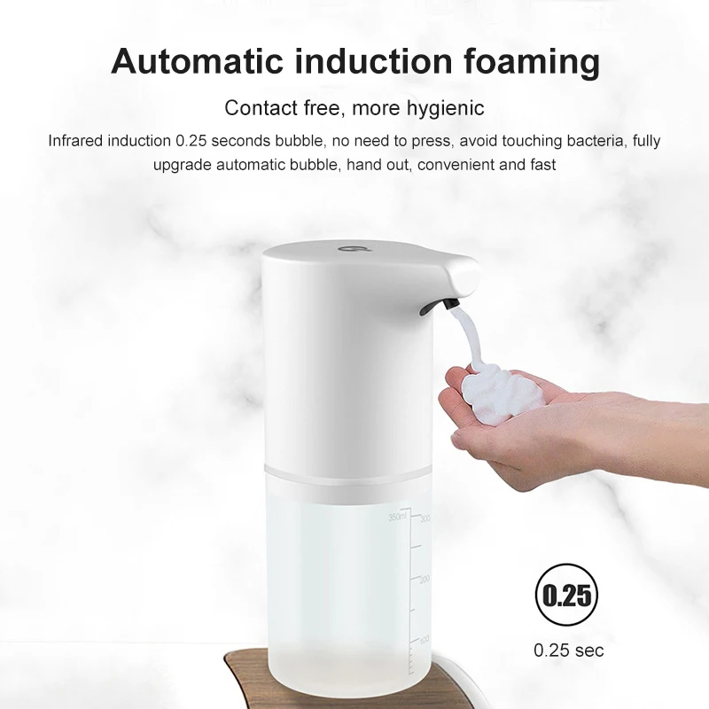 

350ml White Automatic Induction Liquid Soap Dispenser Intelligent Household Charging Hand Sanitizer Disinfectant Bubble Machine