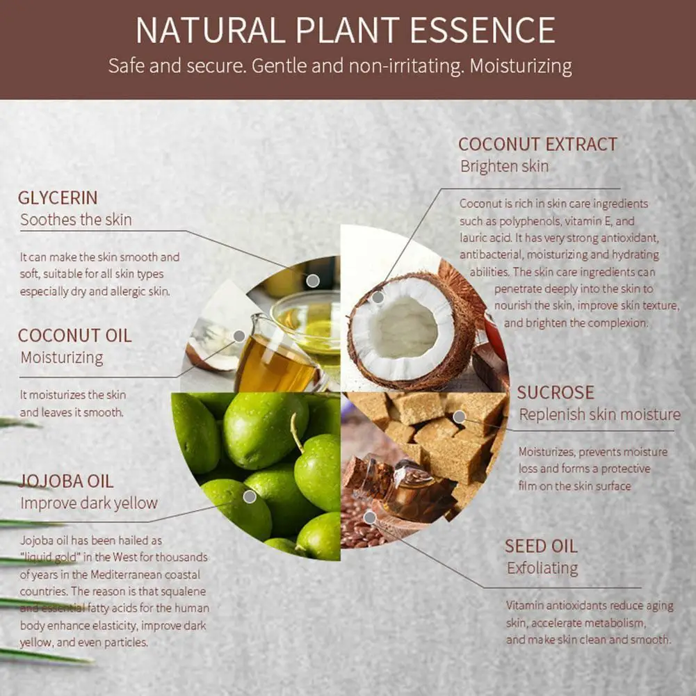 

Coconut Oil Exfoliating Scrub Soap Skin Whitening Shrink Herbal Acne Pores Body Natural 100g Soap Bath Anti Handmade Foam R G5J8