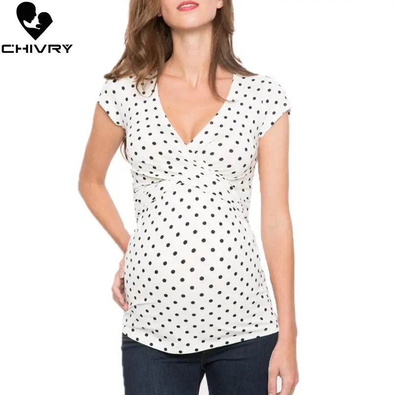 

Новинка 2020, топы с V-образным вырезом для беременных и кормящих женщин, футболка для кормящих мам, для беременных и кормящих матерей, топы в г...