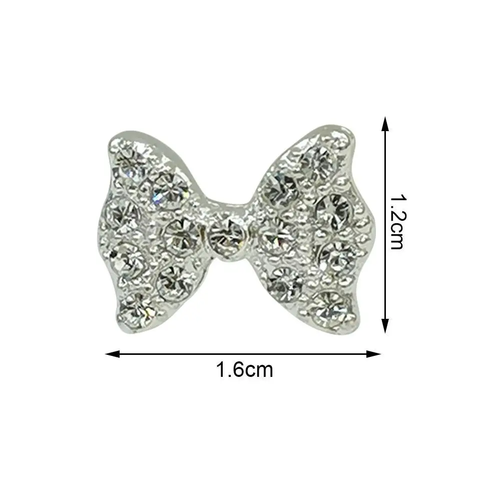 

50PCS Bow Accessories Silver Bow Shaped Resin Scrapbook Shiny White Rhineston DIY Decoration Craft Delicate Shining Clothes X4V7