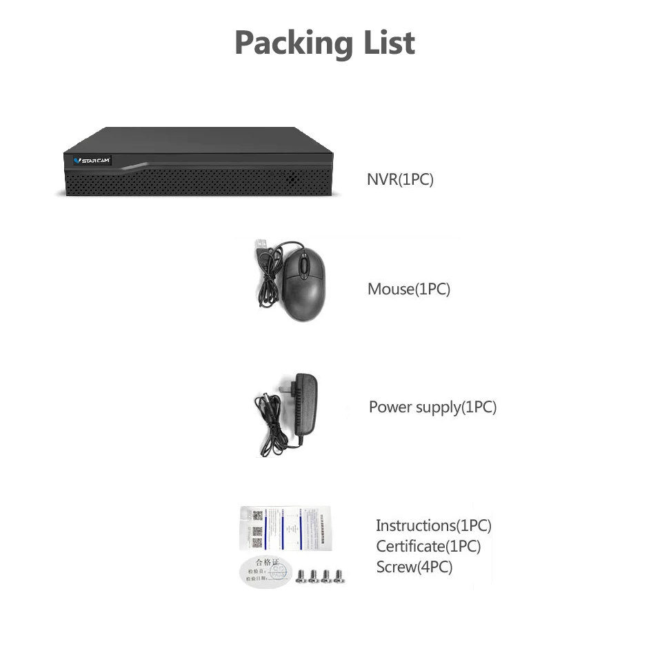 Камера видеонаблюдения VStarcam HD 16 каналов NVR HDMI VGA аудио выход H.265 ip
