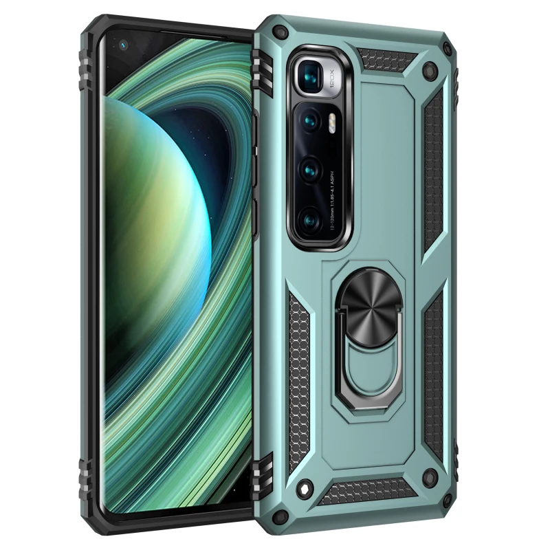 

Armor Phone Case For Xiaomi Redmi Note 10 Ultra Poco X3 X2 NFC 10T Lite 5G 8 CC9 8T K30 9 9A 9C Pro 9S Max Metal Ring Back Cover