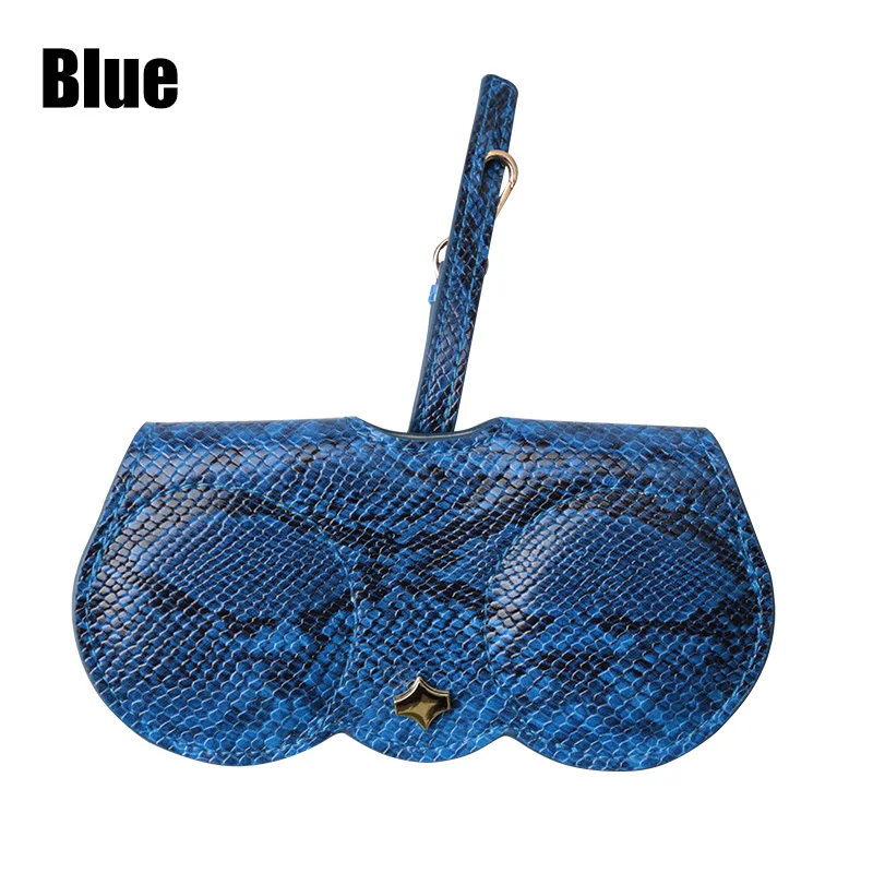 Blue Cases SOOLALA футляр для солнцезащитных очков со змеиным узором из искусственной кожи многофункциональный чехол для солнцезащитных очков Чехол для очков для женщин - Цвет: Blue Cases