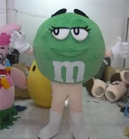 

Funny Green M M BeanM&M Chocolate Candy Colors Beans Mascot Costume Adult Size party walking cartoon Mascot Costume