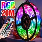 Светодиодная декоративная лента RGB, 12 В, гибкие лампы RGB, водонепроницаемая лента 5 м, 10 м, 15 м, 20 м, лента с дистанционным управлением 5050