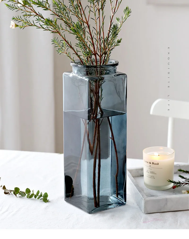 Простая прозрачная стеклянная ваза в скандинавском стиле для гидропонных