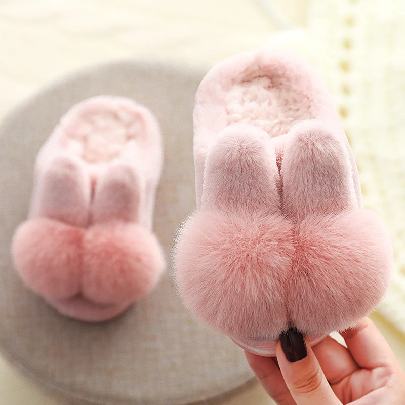Детские зимние домашние тапочки с бантом детские для маленьких девочек