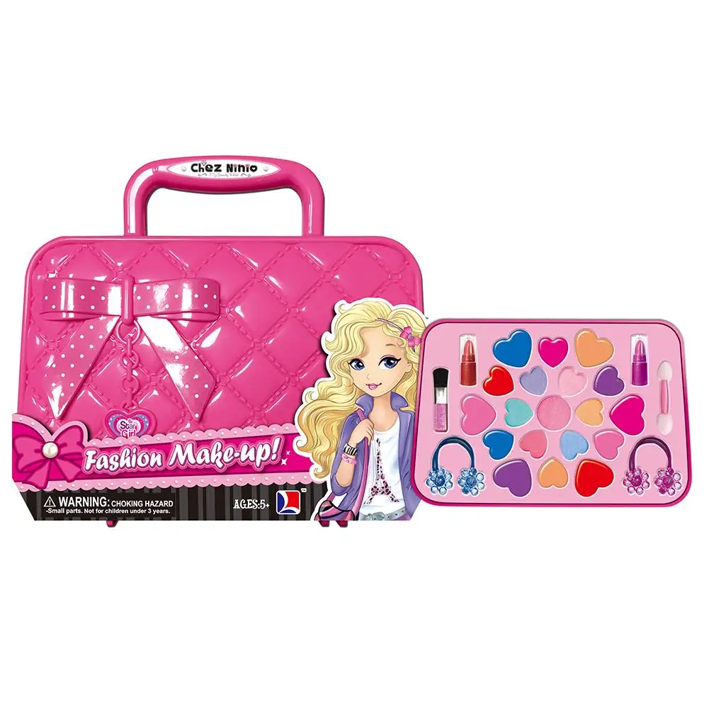 Kids Makeup Kit For Girls Toy Children Safe Nontoxic Plastic Cosmetics Washable Set Baby Play House Tote Bag Suit |