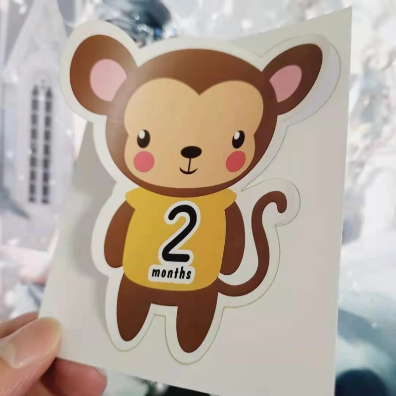 

Cartoon Animal Baby Pregnant Monthly Stickers Memory Recording Milestone Sticker