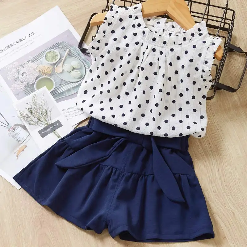 AY264 Dark blue Повседневные комплекты одежды для девочек; летний комплект одежды для детей; Милая футболка с цветочным рисунком и шорты ; костюм ; детская одежда из 2 предметов ; комплект одежды для девочек - Цвет: AY264 Dark blue