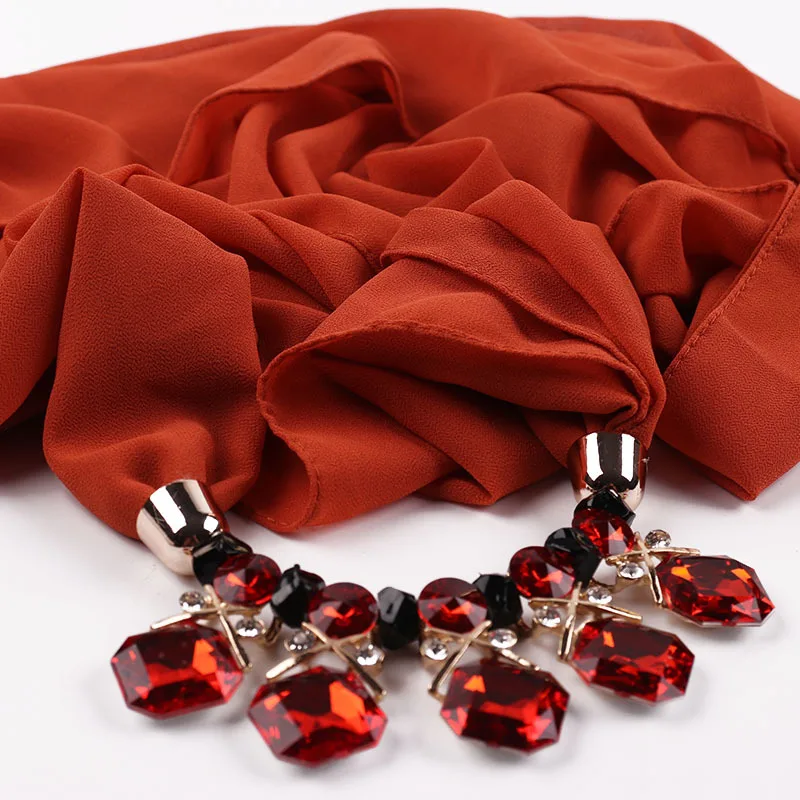 Элегантное женское ожерелье с бусинами подвеска кольцо шарф Женский шифоновый в