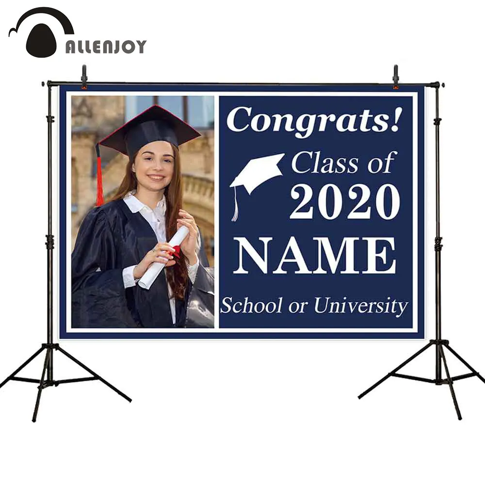 

Allenjoy Graduation Class of 2020 Econ Polyester Banners Congratulation Hight School Party Backdrop Background Decor Photocall