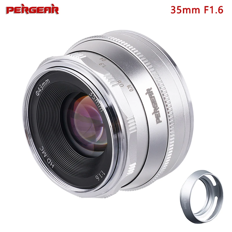 Фиксированный объектив Pergear 35 мм F1.6 с ручной фокусировкой для камер Sony E-mount M4/3