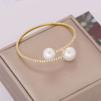 korean fashion bracelet for women gold silver metal cz diamond crystal bangle bracelet jewelry