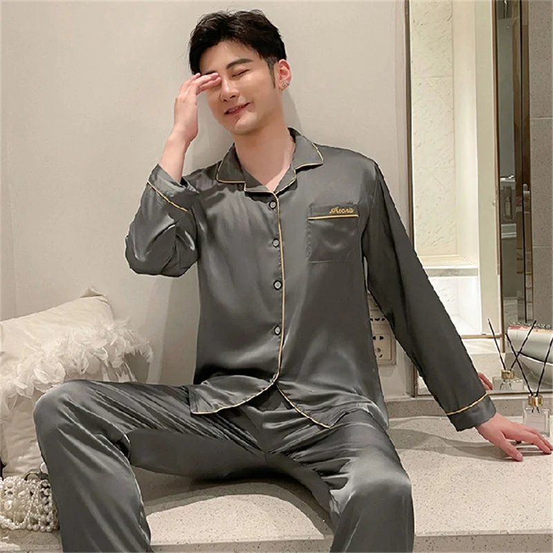(Tops + Pants) Men's Pure Cotton Short Sleeve Pajamas Suit Casual Fashion Printed Loose Thin Lapel Cardigan Home Service 2021