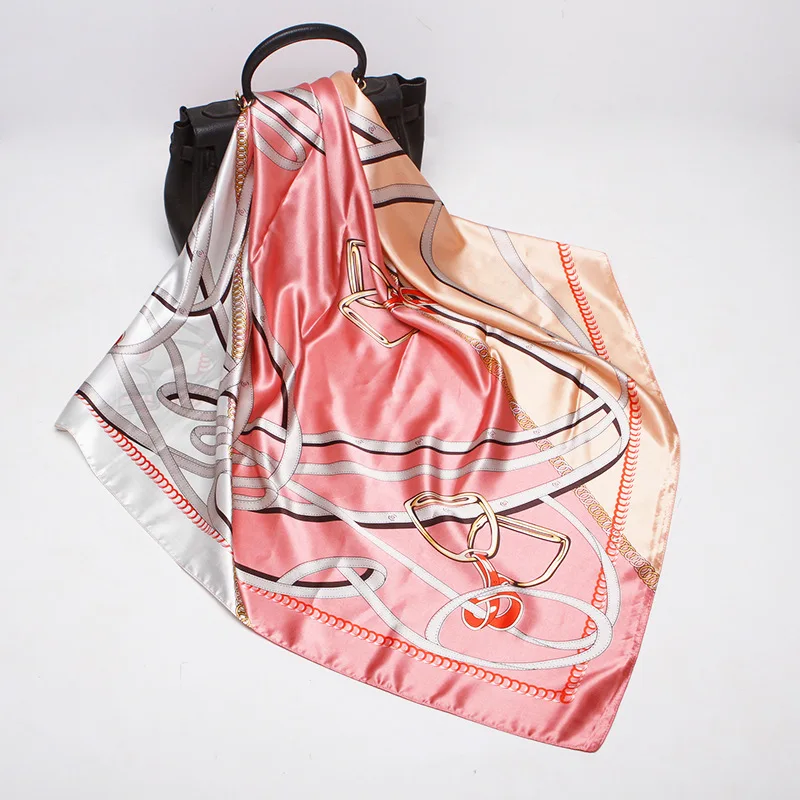 Женский Шелковый атласный шарф платок с принтом 90x90 см| |