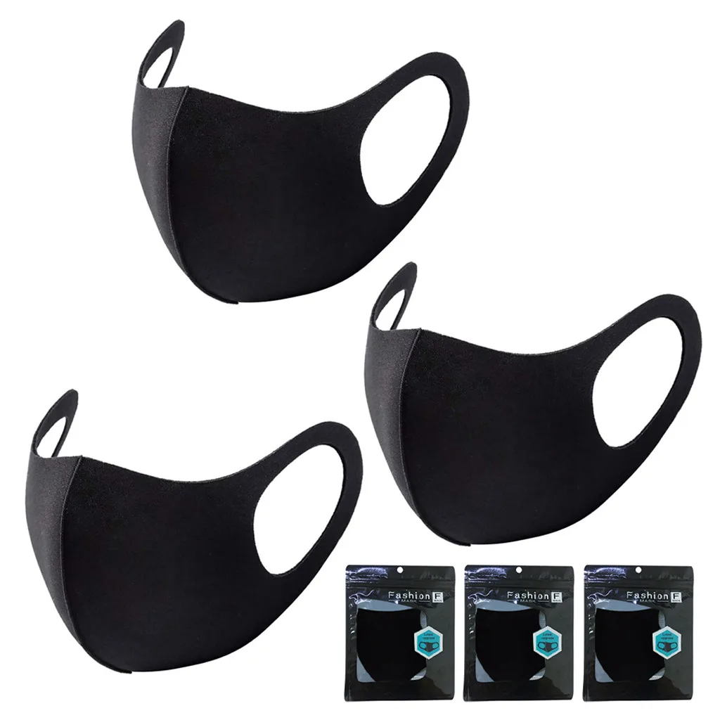 

3 шт., черная моющаяся 3-слойная маска для лица, хлопковая маска для лица для мужчин и женщин, многоразовые маски для лица