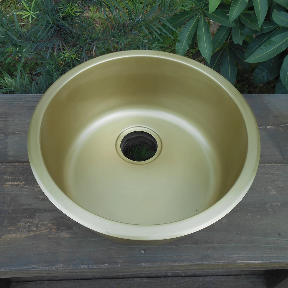Cangler sink undermount single bowl brass kitchen sink round bar basin
