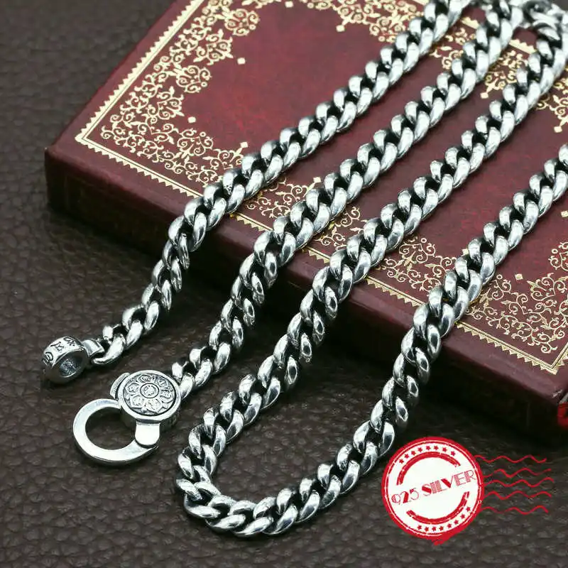 

S925 sterling silver men's necklace personality fashion accessories domineering hundred matching chain 2018 new gift to send