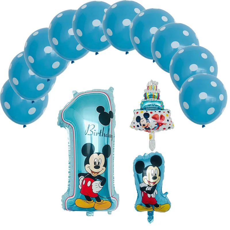 blue-13pcs 13 шт. Микки Мышь тема вечерние Микки и Минни Маус серии комплект шаров globos День Святого Валентина день детей день рождения вечерние украшения Дети воздушные шары - Цвет: blue-13pcs