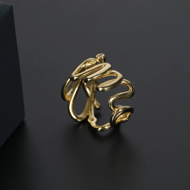 Модное простое дизайнерское золотистое кольцо на указательный палец с английской буквой из циркония