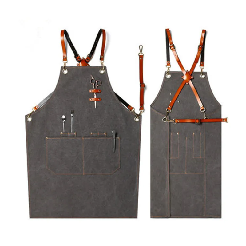 Хаки серый парусиновый передник из хлопка ремень бариста бармен пекарь официанты Униформа флорист парикмахер художника рабочая одежда K41