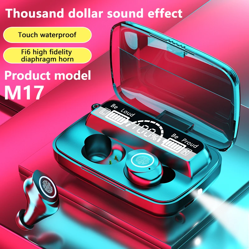 TWS M17 Bluetooth наушники Беспроводная гарнитура с фонариком Светодиодный дисплей