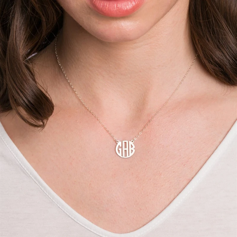 Ожерелье с монограммой кулон из нержавеющей стали персонализированное ожерелье