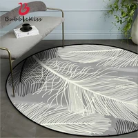 bubble kiss european style feather pattern area rug for bedroom home living room decor non slip round carpets soft floor mat