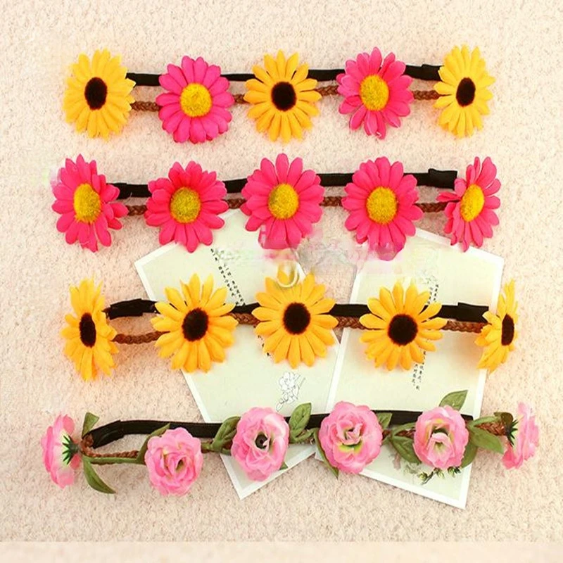 Повязка на голову Женская эластичная модный обруч с цветами невесты в богемном